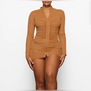 SKIMS Mesh Long Sleeve Cover Up in Almond – Size 4X – NWT